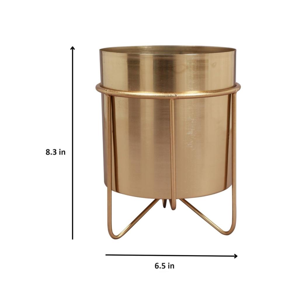 Manor House Waves Golden Metal Planter with Stand