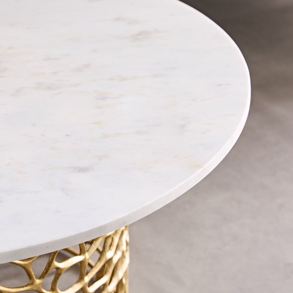 Premium Genuine Marble Top Coffee Table with Golden Aluminum Casting Base