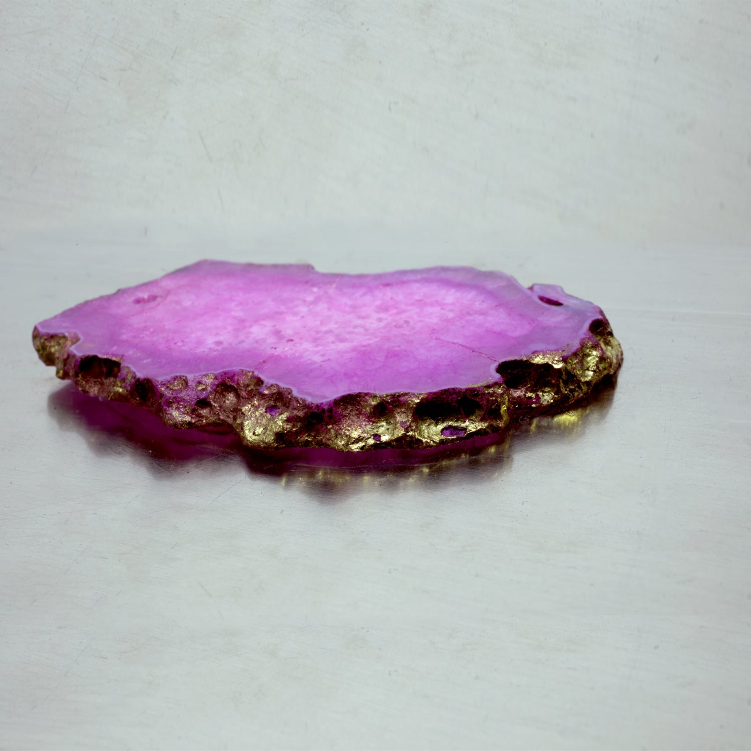 Metal and Wood Decorative Box with Agate Top