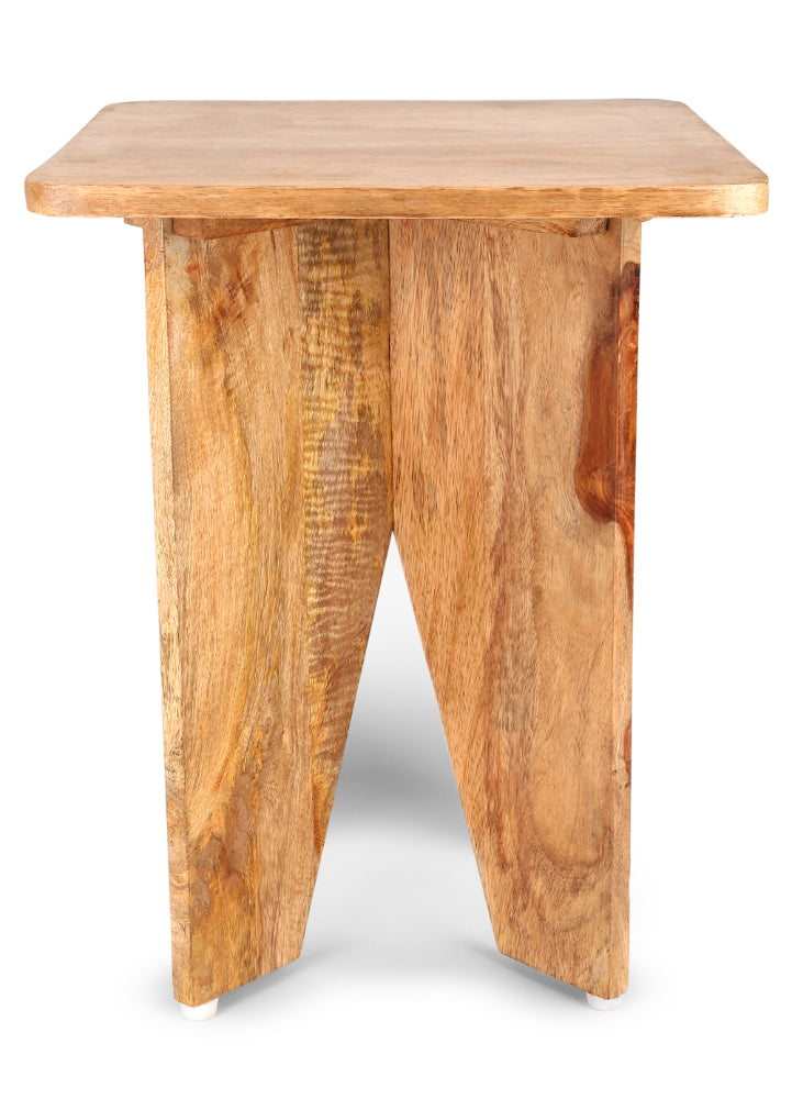 Aachman Mango Natural Finish Square End Table, 14 x 14 inches, handcrafted from sustainable mango wood with a smooth natural finish, suitable for various home decor styles