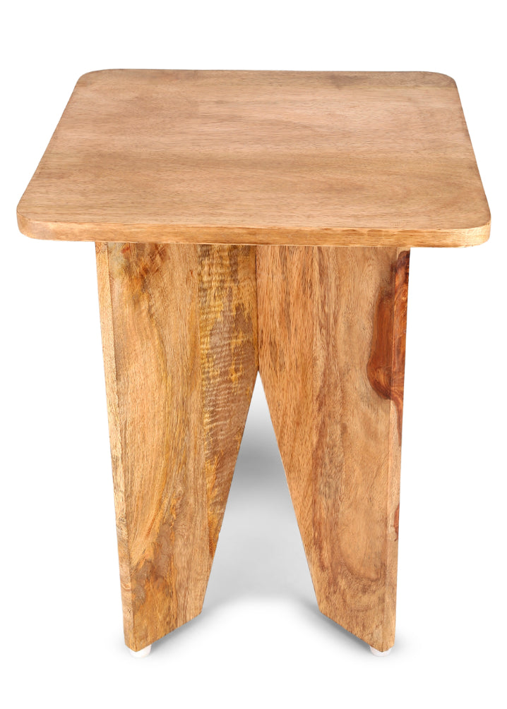 Aachman Mango Natural Finish Square End Table, 14 x 14 inches, handcrafted from sustainable mango wood with a smooth natural finish, suitable for various home decor styles