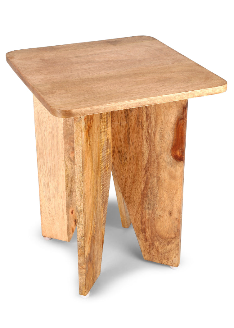Aachman Mango Natural Finish Square End Table, 14 x 14 inches, handcrafted from sustainable mango wood with a smooth natural finish, suitable for various home decor styles