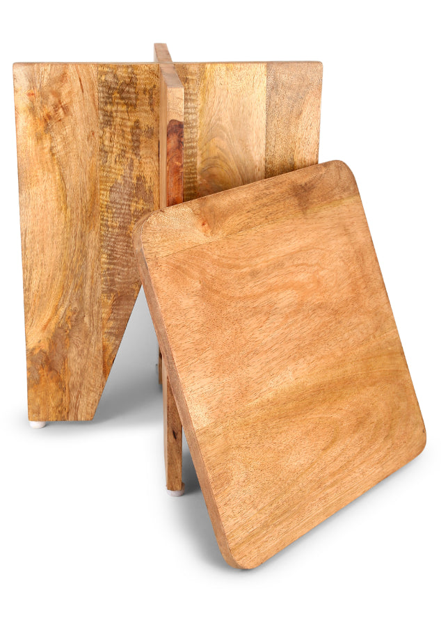 Aachman Mango Natural Finish Square End Table, 14 x 14 inches, handcrafted from sustainable mango wood with a smooth natural finish, suitable for various home decor styles
