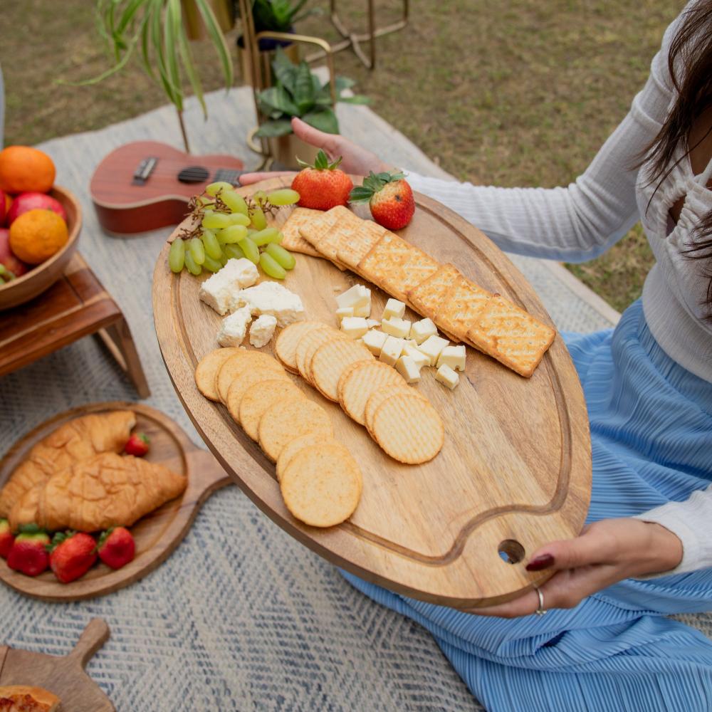 Manor House Aachman Wooden Oval Grooved Platter Cheese Board 17.5 inches