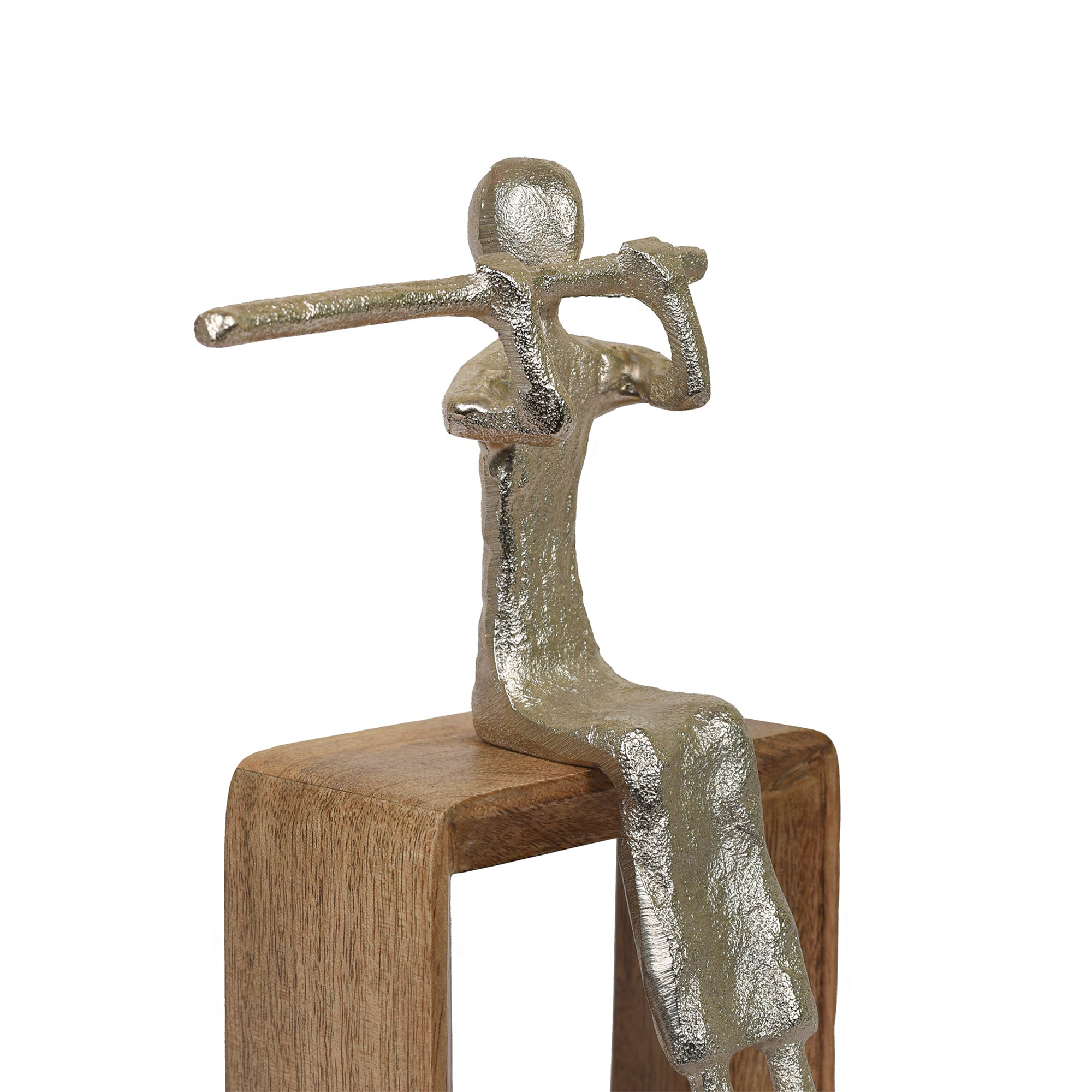 The People Musician Playing Flute Sculpture 9 inches tall