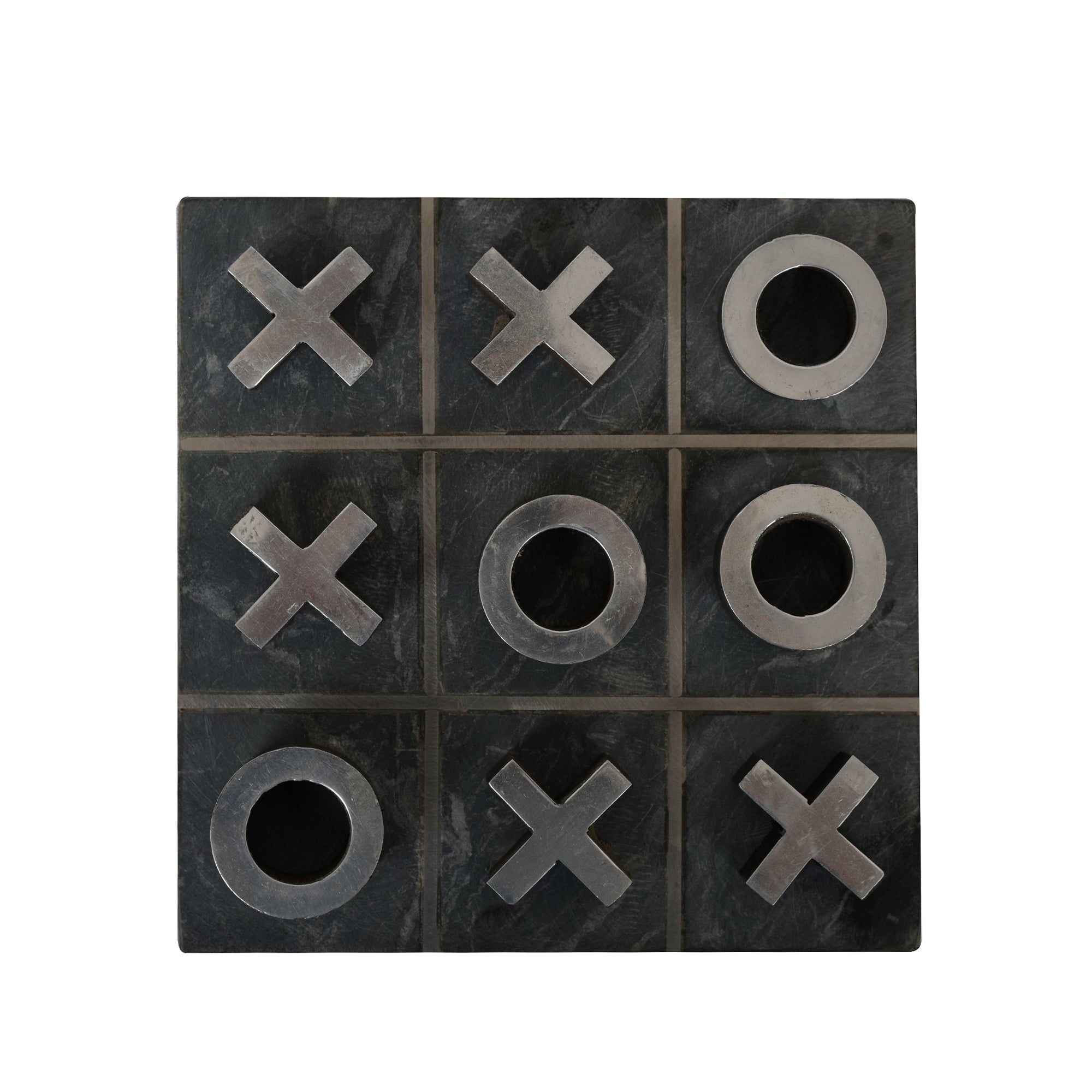 Tic Tac Toe Stone and Metal- Knots and Crosses - 6 inches