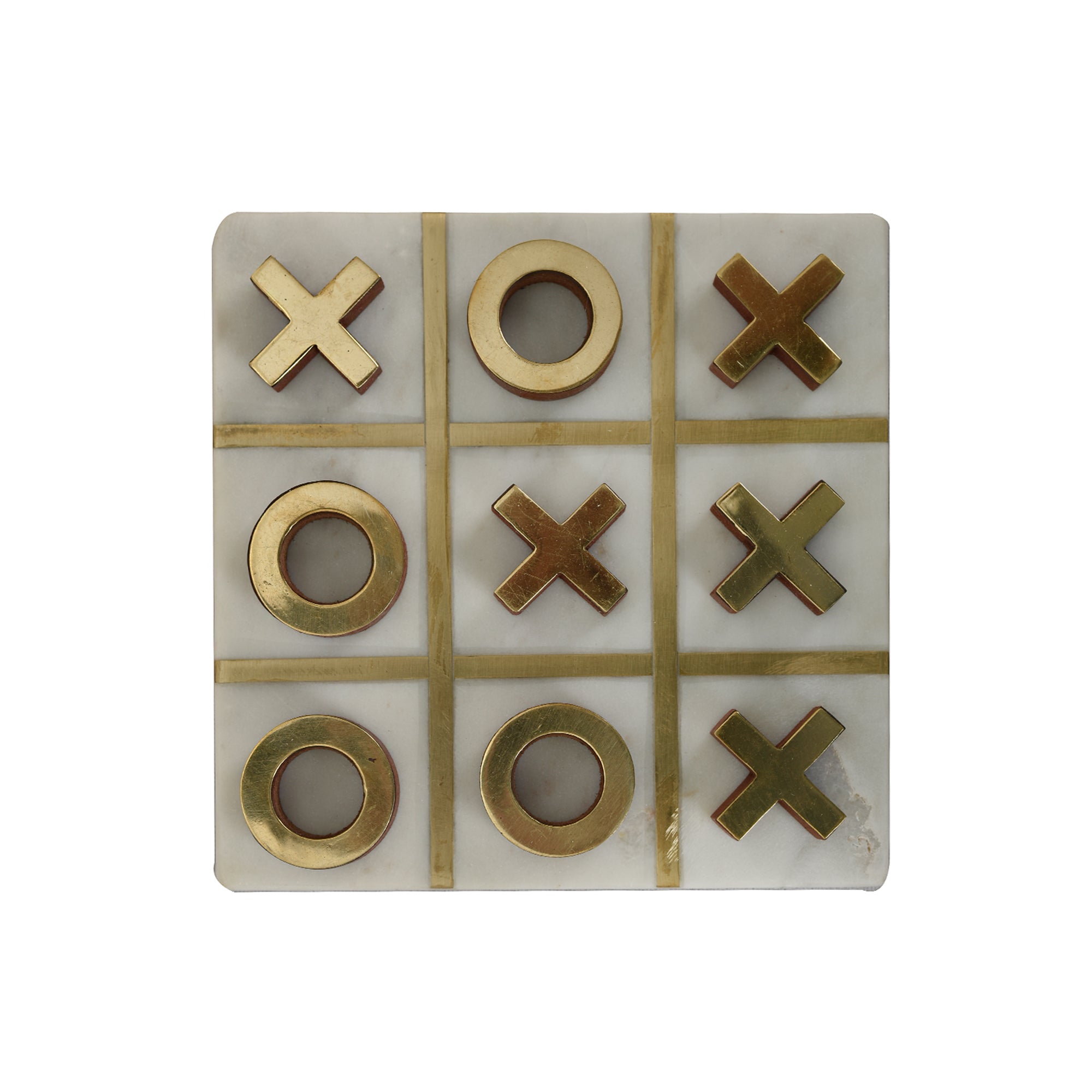 Tic Tac Toe Marble and Metal- Knots and Crosses - 6 inches