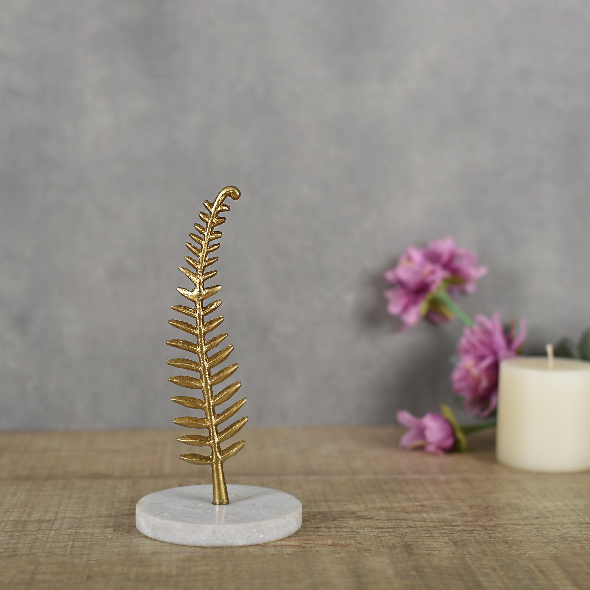 Fern Sculpture on Marble Base