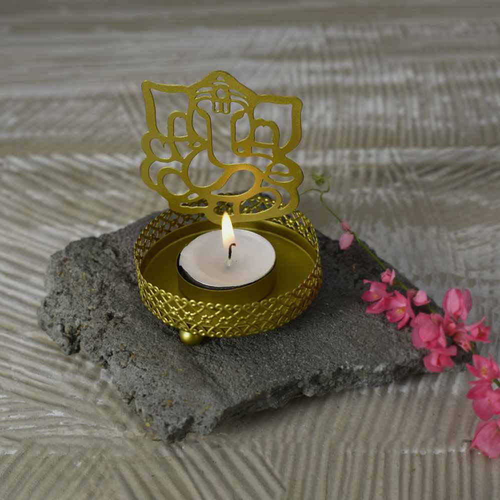 Roshni Ganesh Tealight Holder 4 inches tall