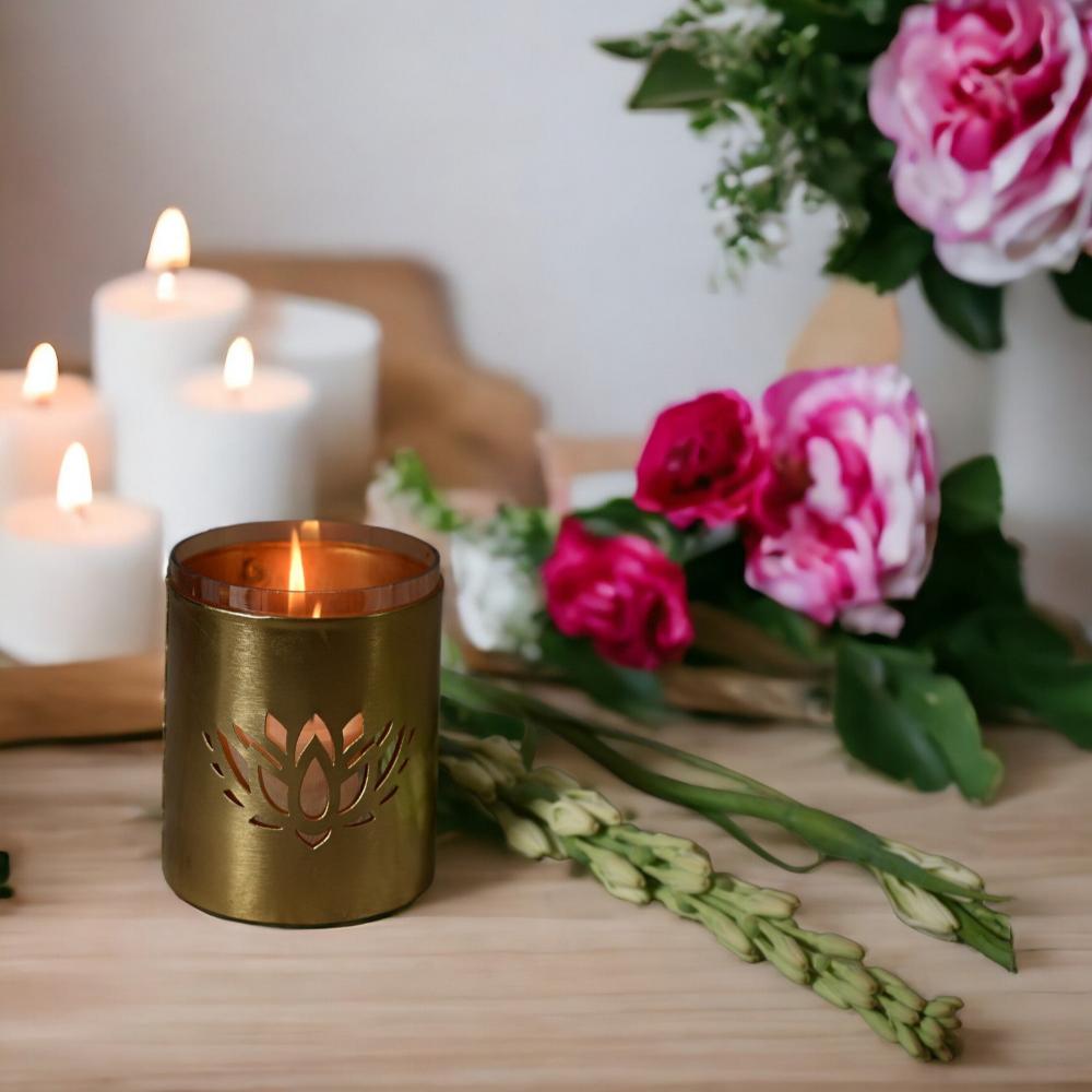 Manor House Roshni Lotus Pillar Candle Holder 4 inches