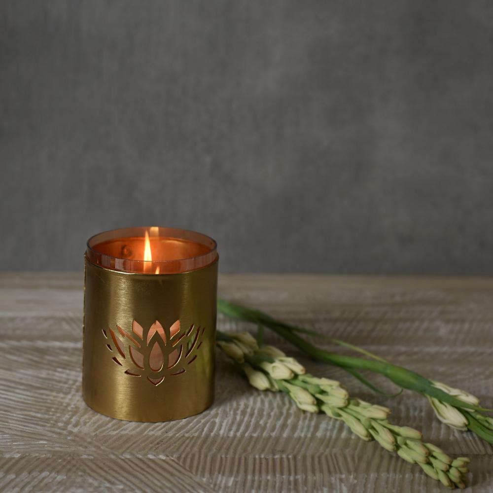 Manor House Roshni Lotus Pillar Candle Holder 4 inches