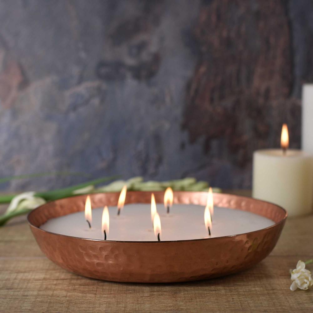 Manor House Roshni Scented Flovored Wax Filled Metal Bowl Urli 8 inches