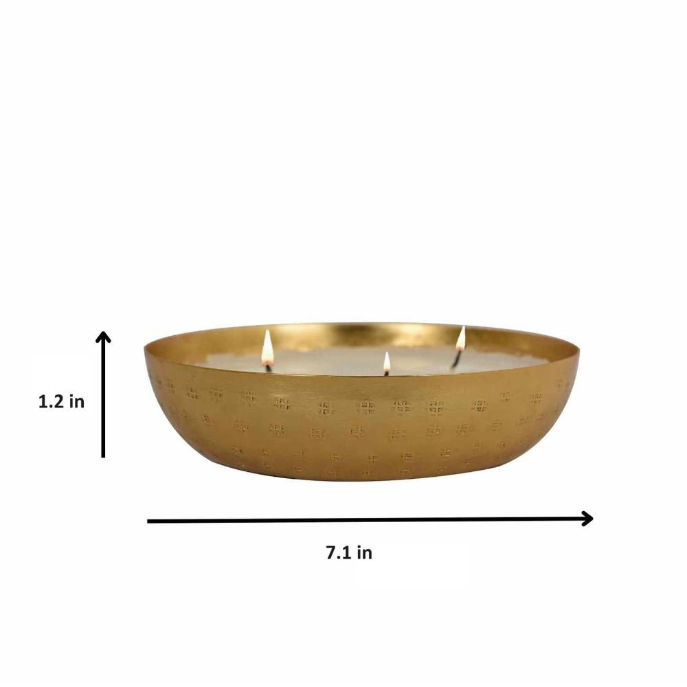 Manor House Roshni Scented Flovored Wax Filled Metal Bowl Urli 7 inches
