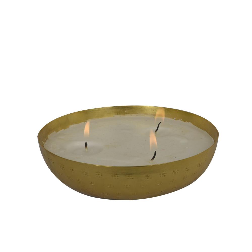 Manor House Roshni Scented Flovored Wax Filled Metal Bowl Urli 7 inches