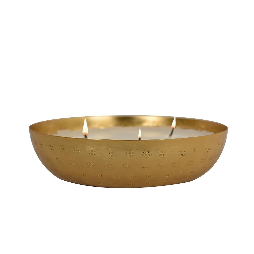 Manor House Roshni Scented Flovored Wax Filled Metal Bowl Urli 7 inches