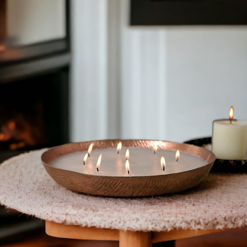 Manor House Roshni Scented Flovored Wax Filled Metal Bowl Urli 12 inches