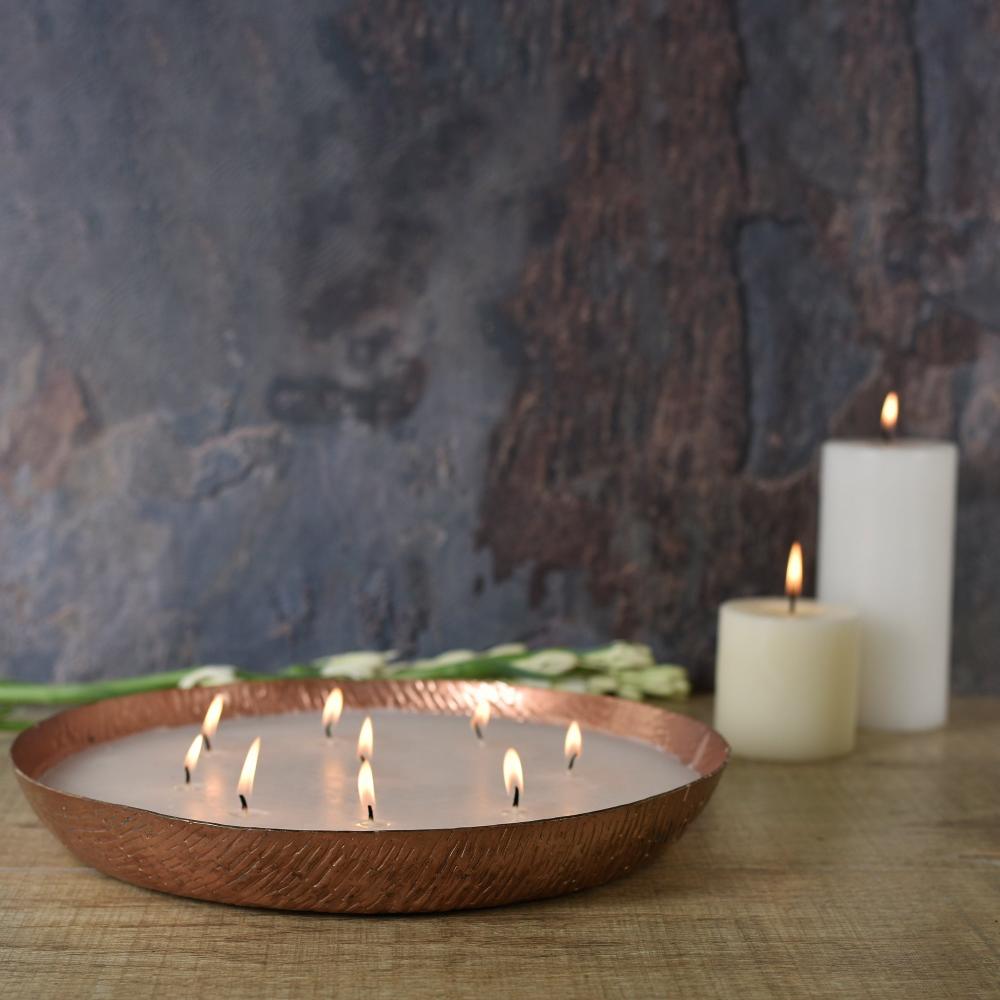 Manor House Roshni Scented Flovored Wax Filled Metal Bowl Urli 12 inches