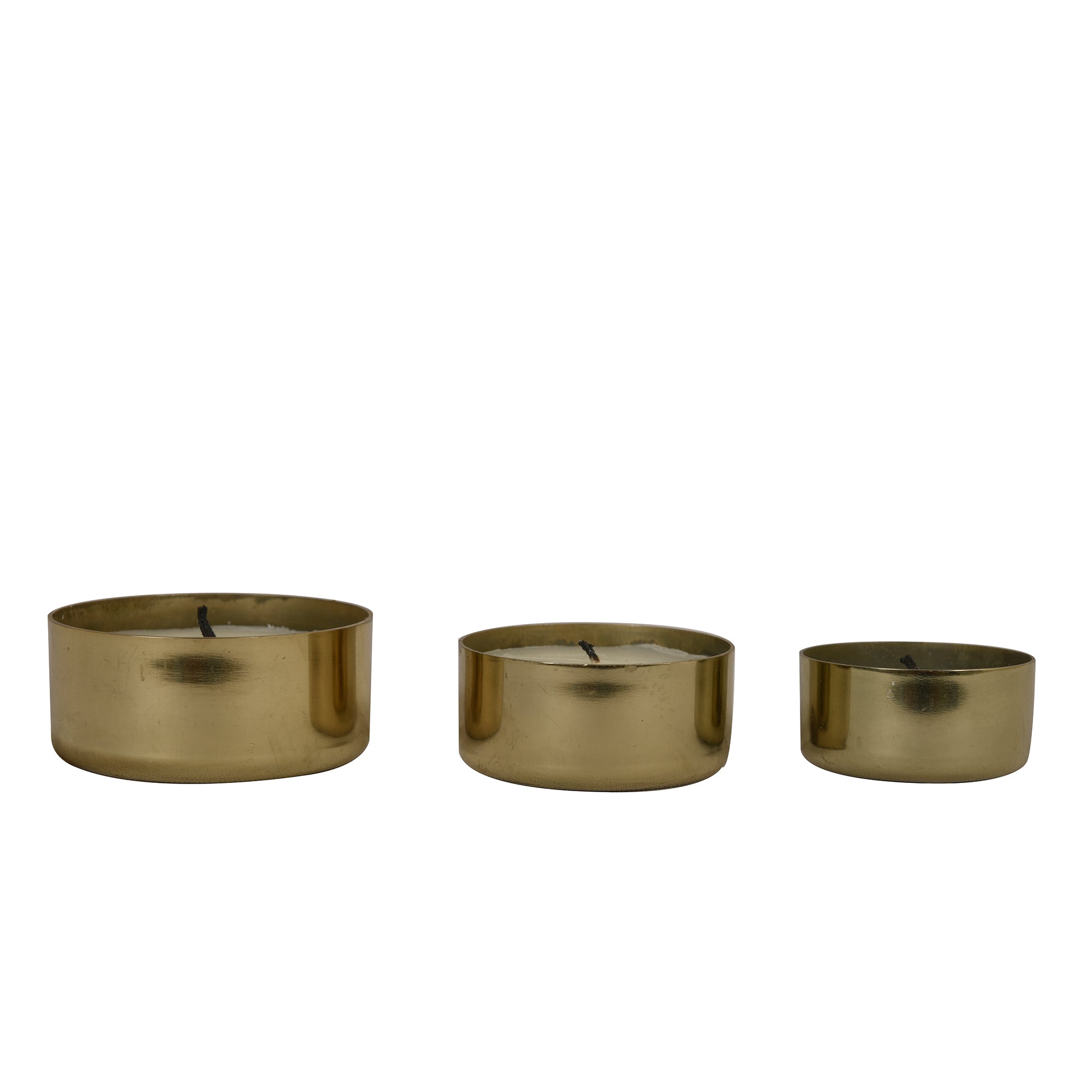 Roshni Metal Votives Diyas with filled flavoured candles 2.5 inches tall in a gift Box (Set of 3)