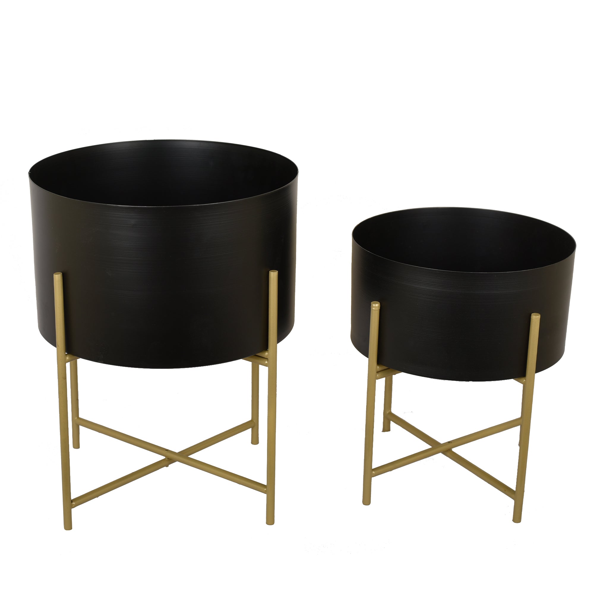 Black Planter with Golden Stand - Detachable Stand 12 inches