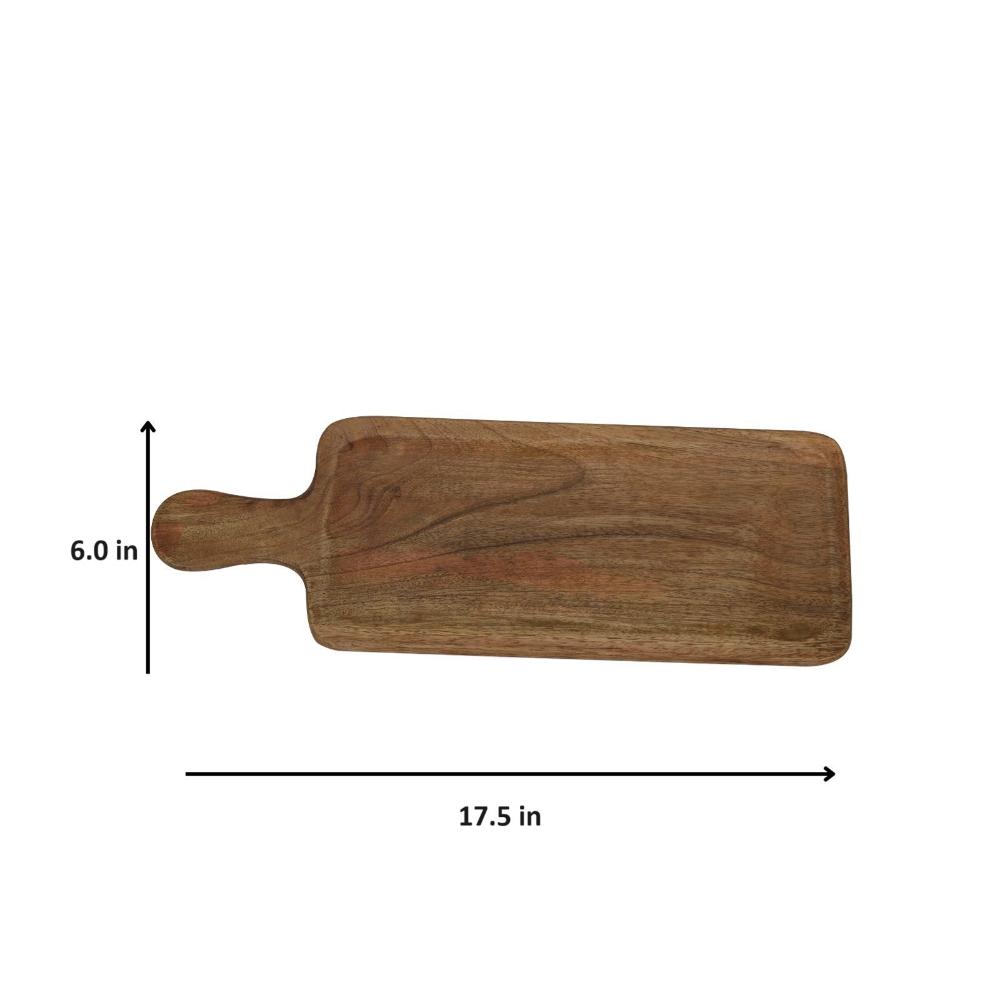 Manor House Aachman Wooden Rectangle Grooved Platter with Handle 17.5 inches