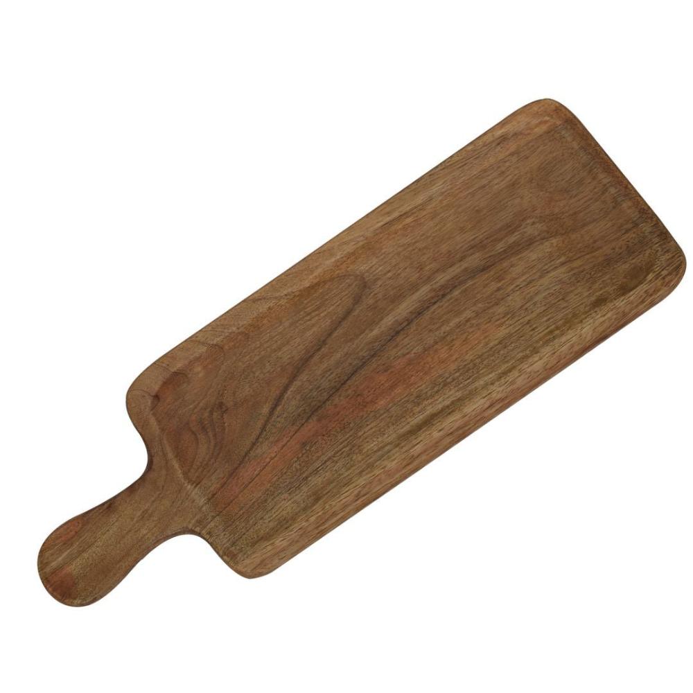 Manor House Aachman Wooden Rectangle Grooved Platter with Handle 17.5 inches