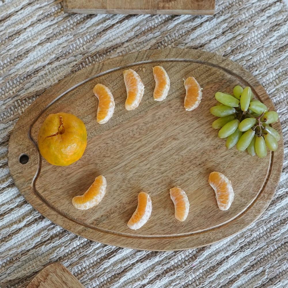 Manor House Aachman Wooden Oval Grooved Platter Cheese Board 17.5 inches