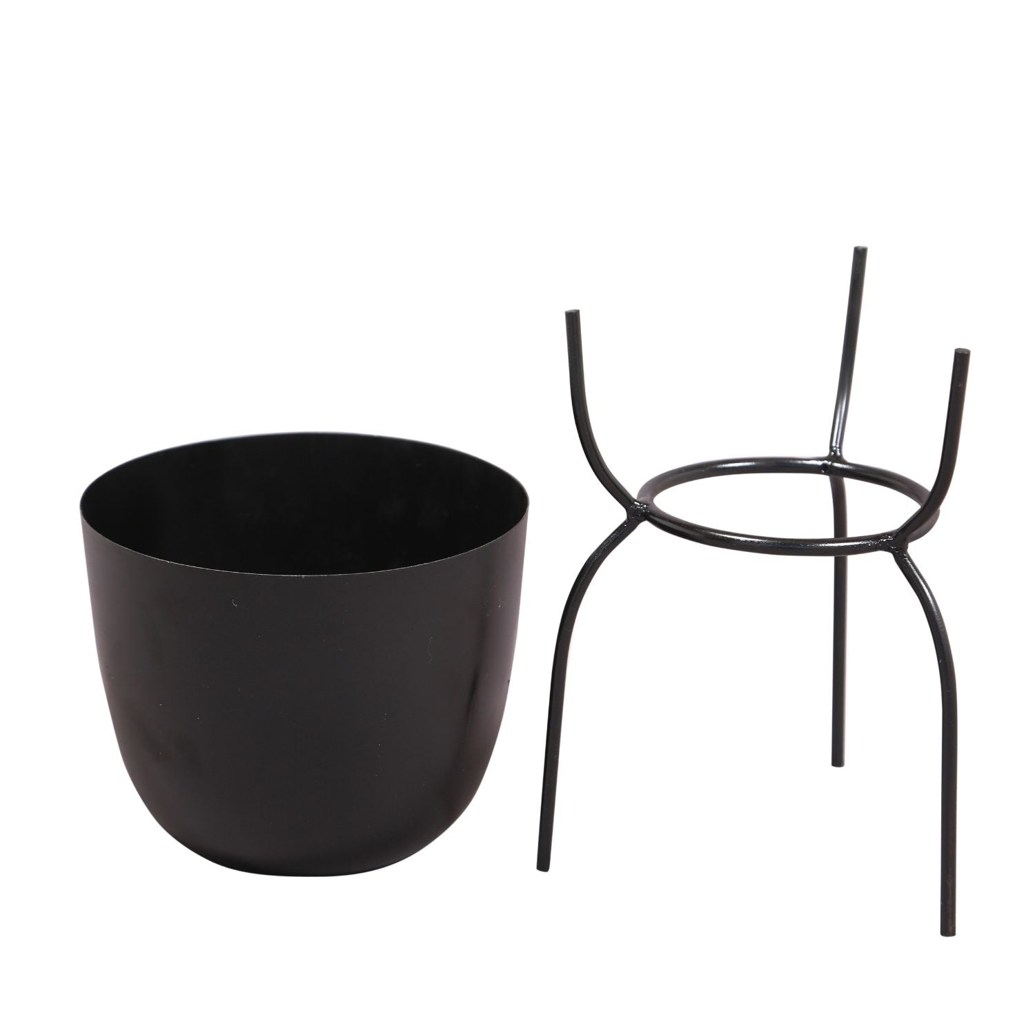 Black Metal Planter with Stand 12 inches tall