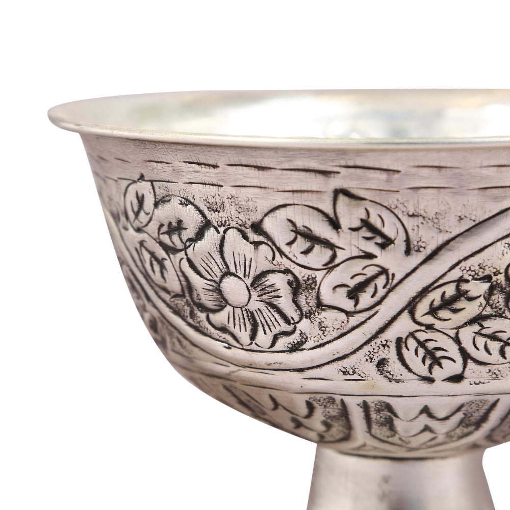 Azrou Handcrafted Floral Engraved Metal Bowl
