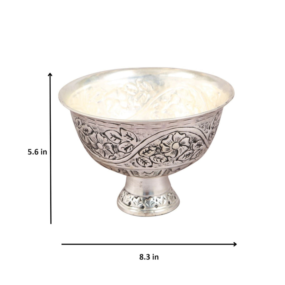 Azrou Handcrafted Floral Engraved Metal Bowl