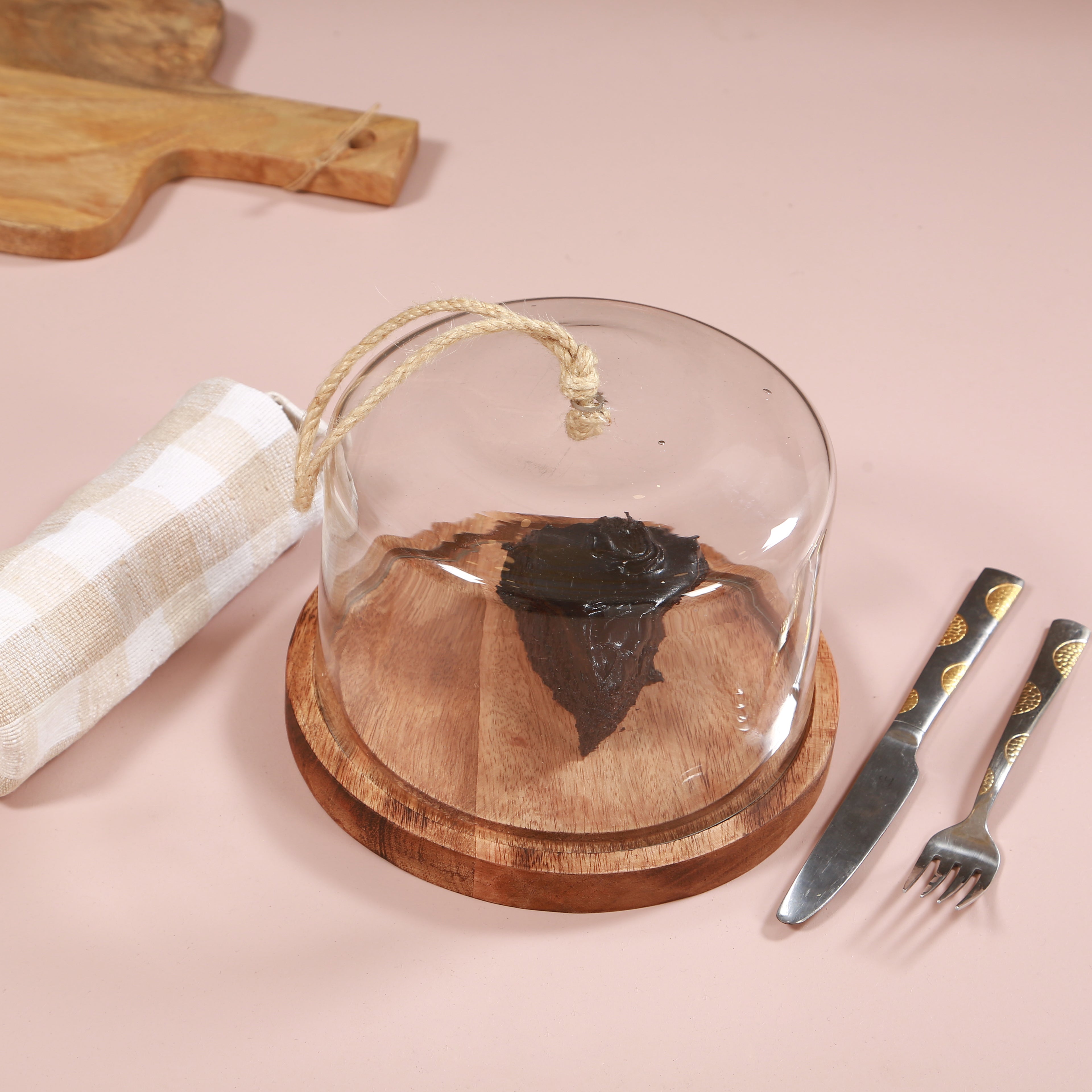 Glass and Wooden Cakedome 6 inches