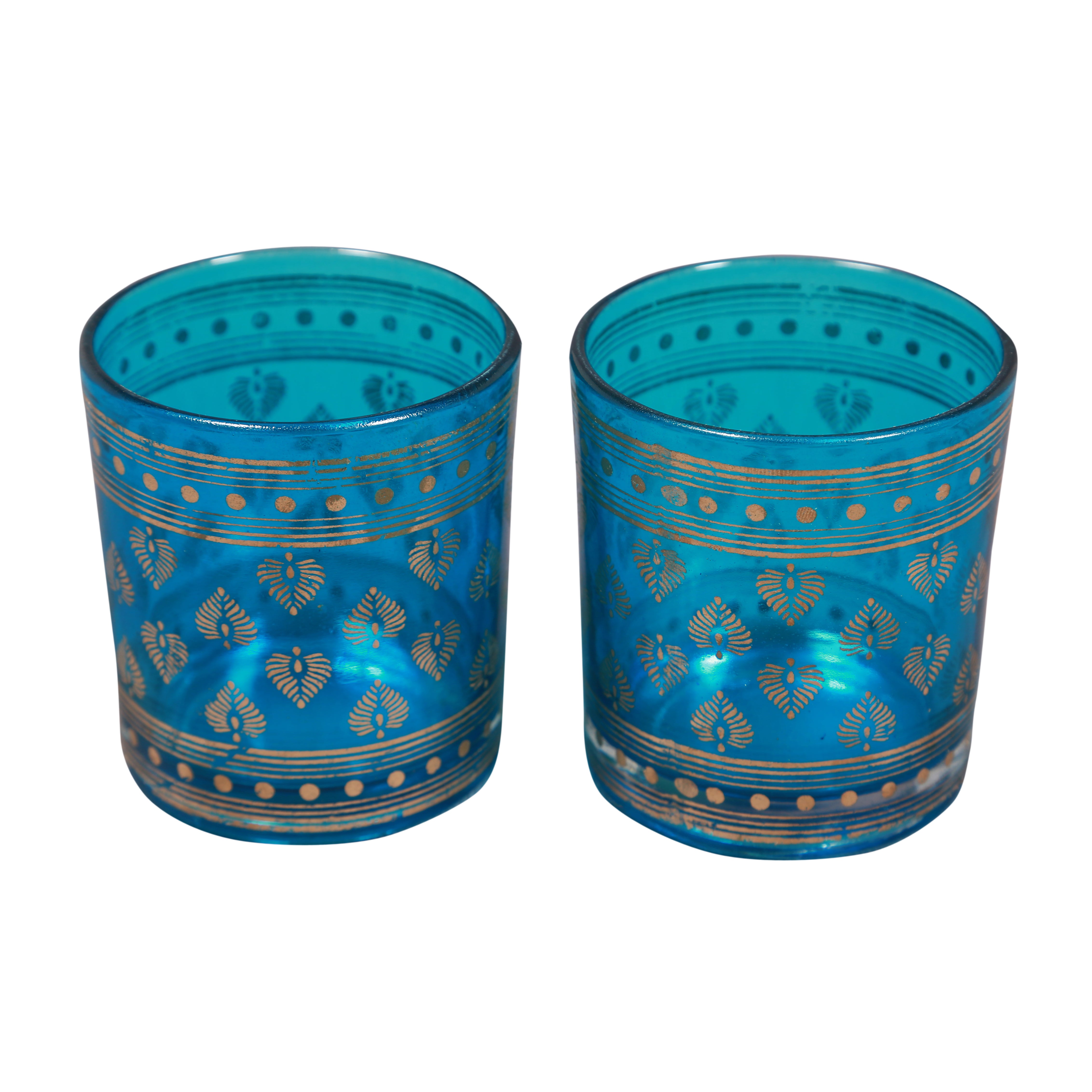 Tea Glass blue set of 2, 3.2 inches tall