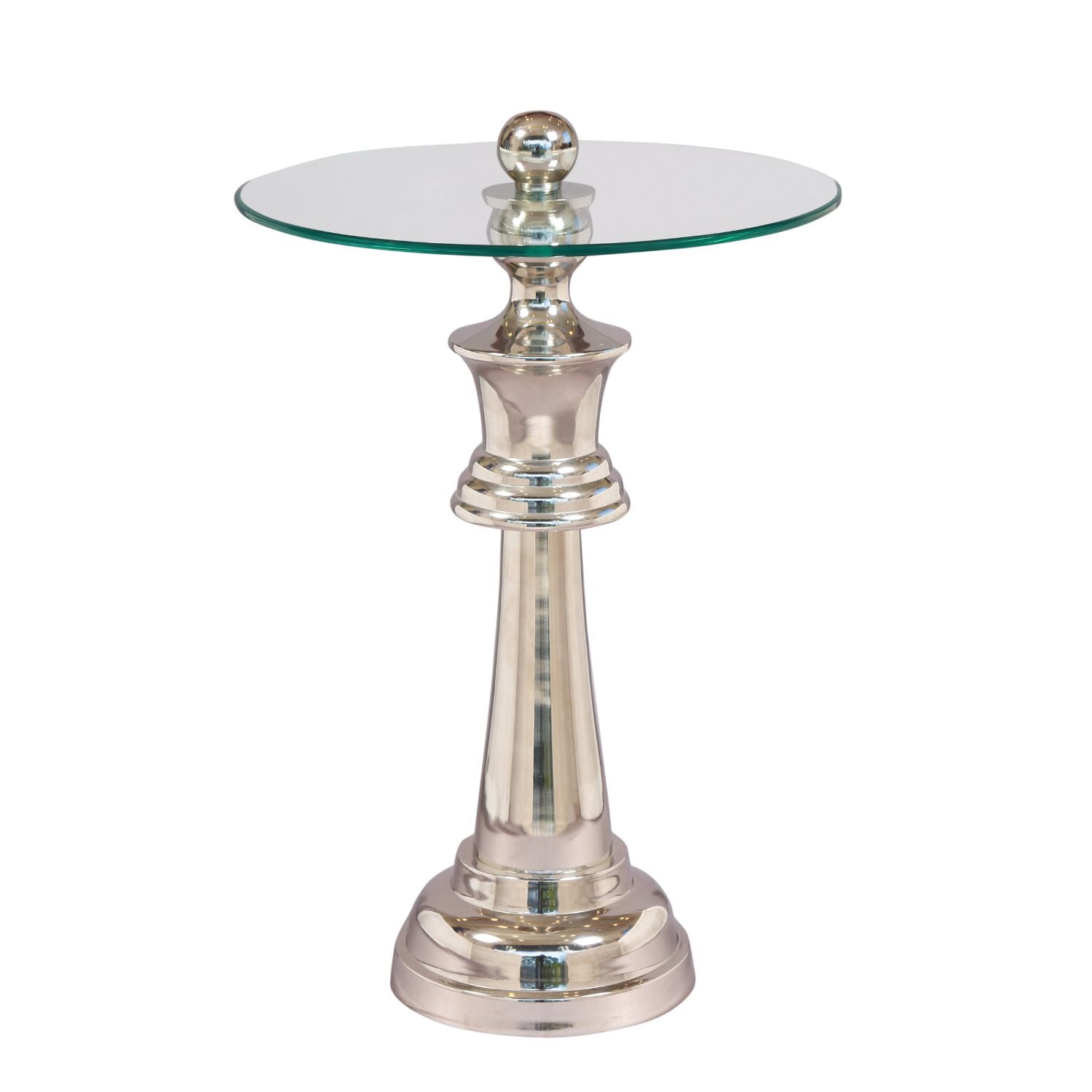 Nickel Chess King Base with Glass Top