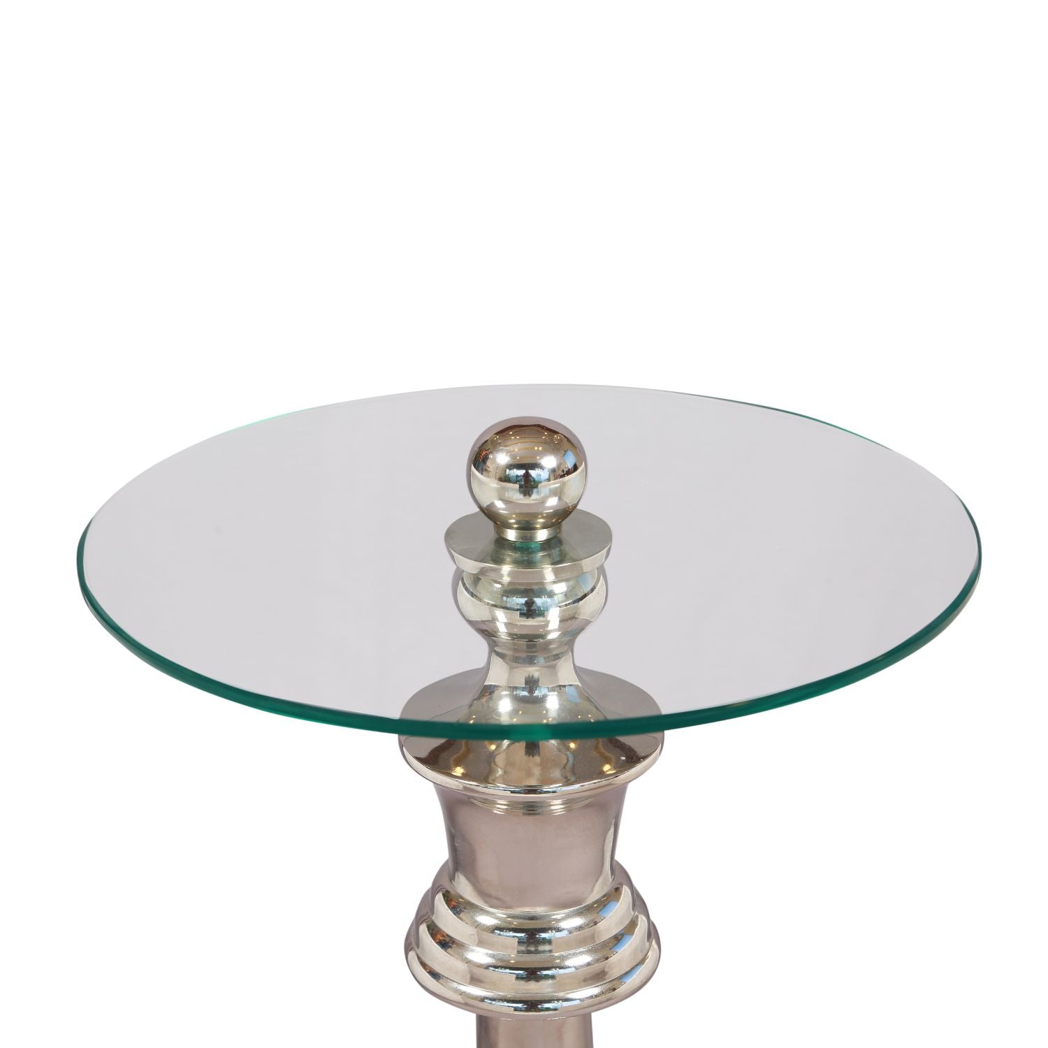 Nickel Chess King Base with Glass Top