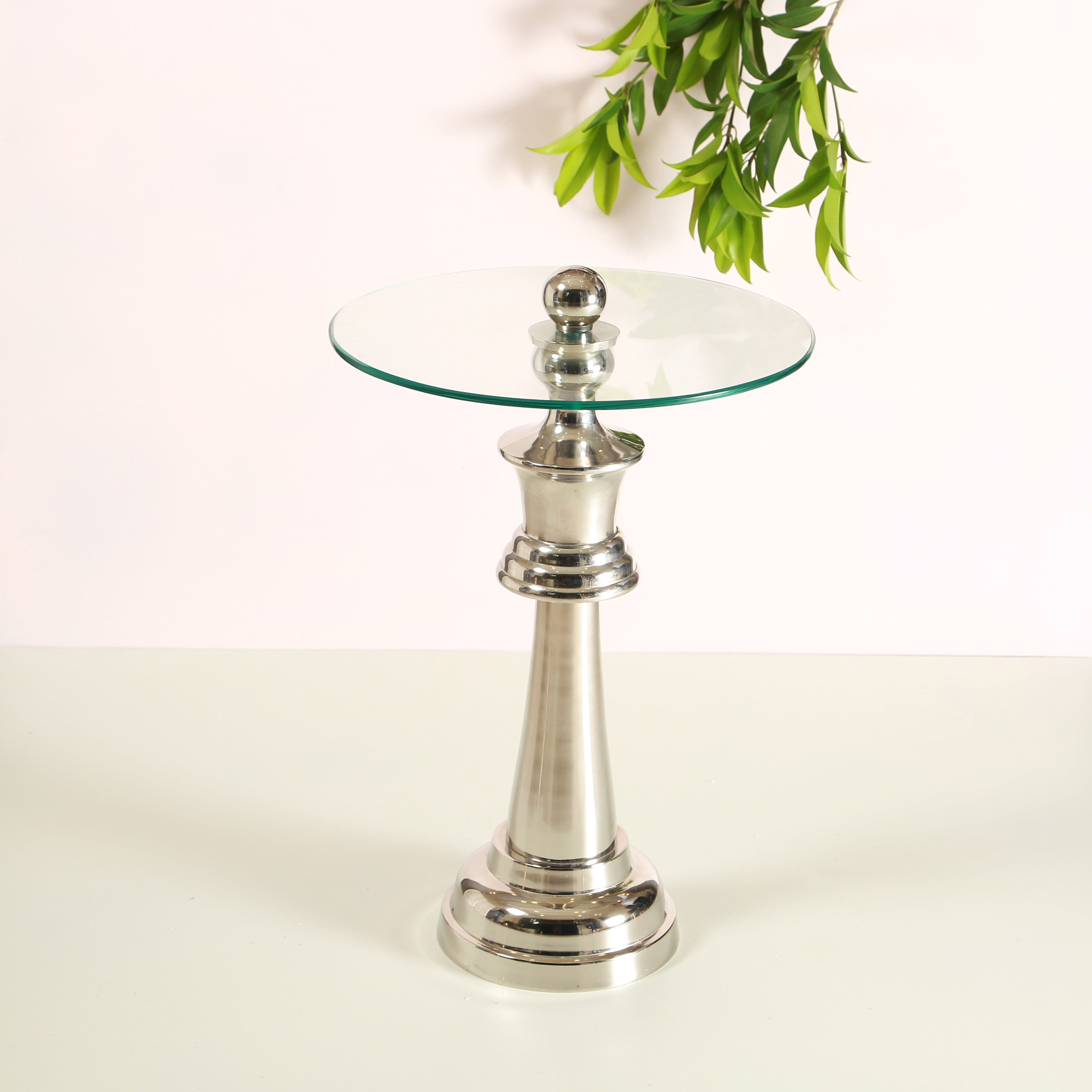 Nickel Chess King Base with Glass Top