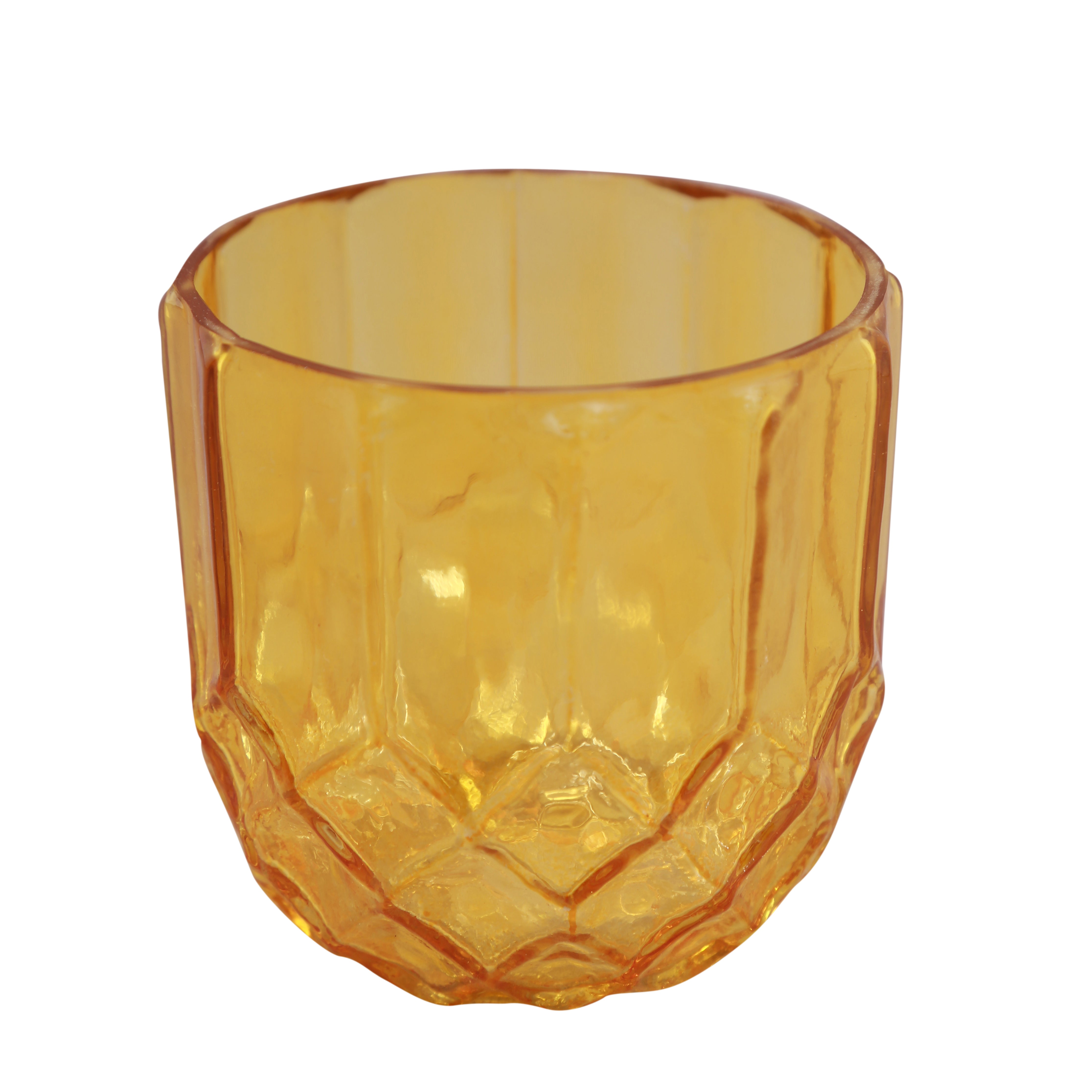 Orange Cut Glass Vase ,Small