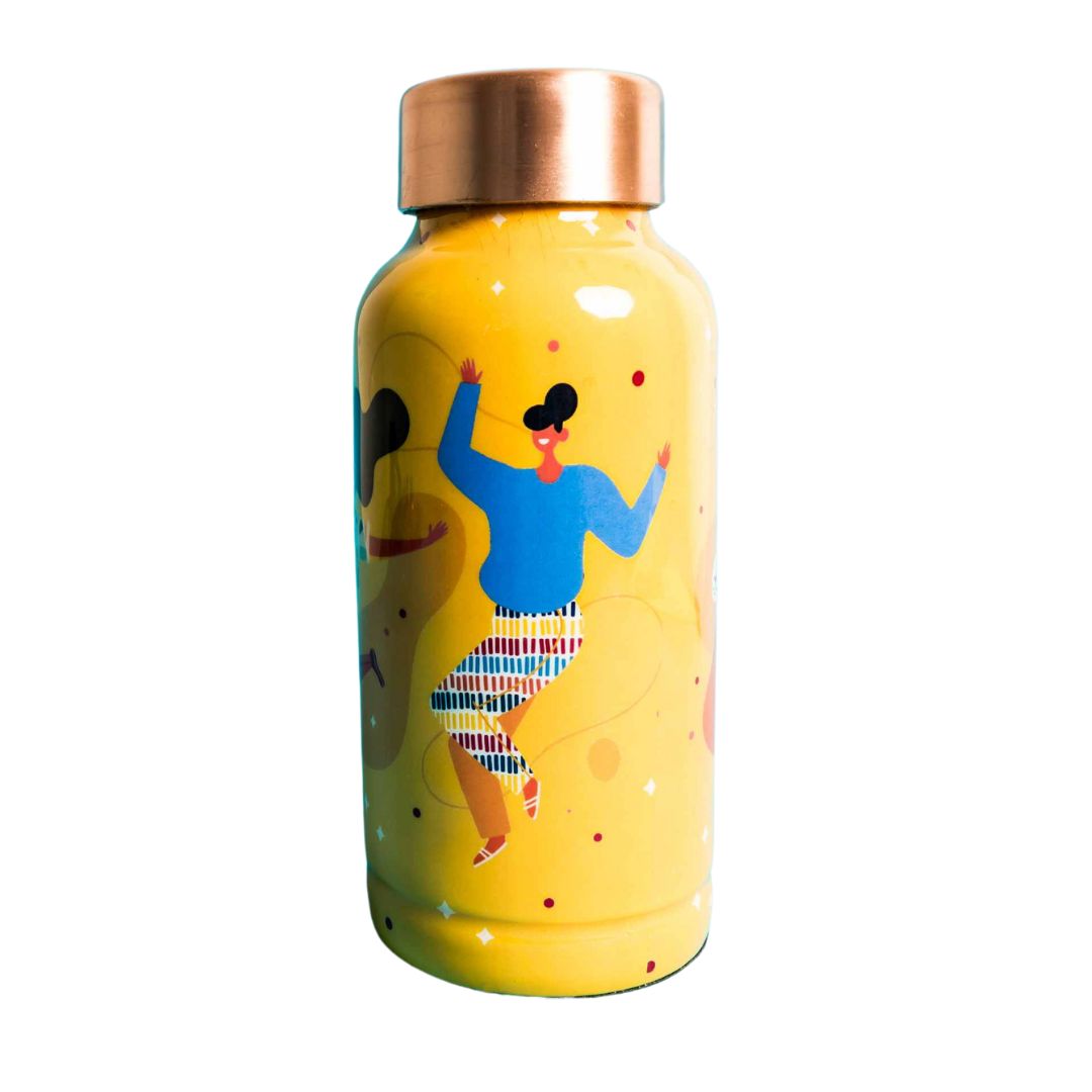 Udaan Yellow Printed  Copper Bottle 500ml