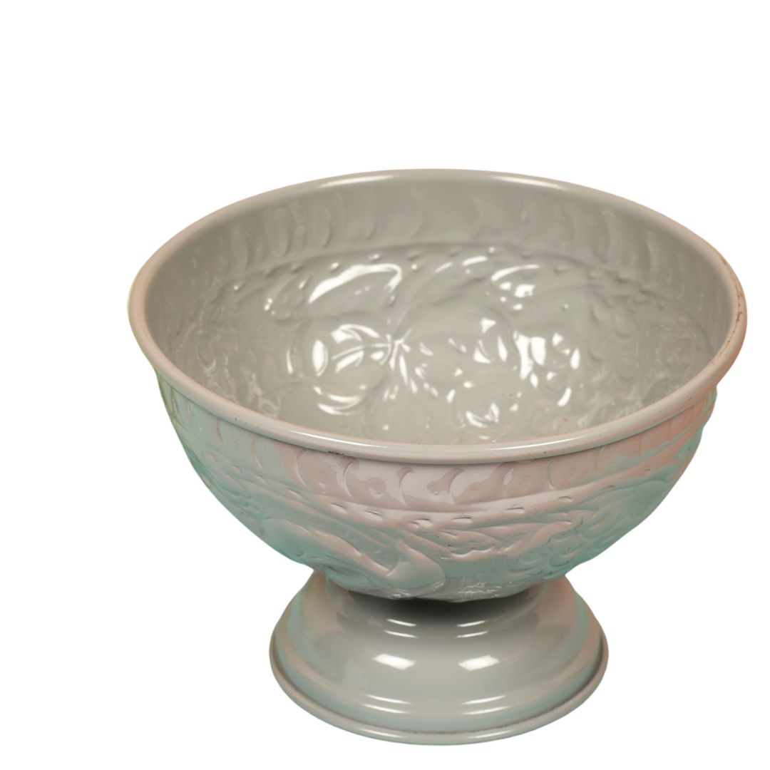 Elegant Embossed Decorative Bowl – Grey Finish