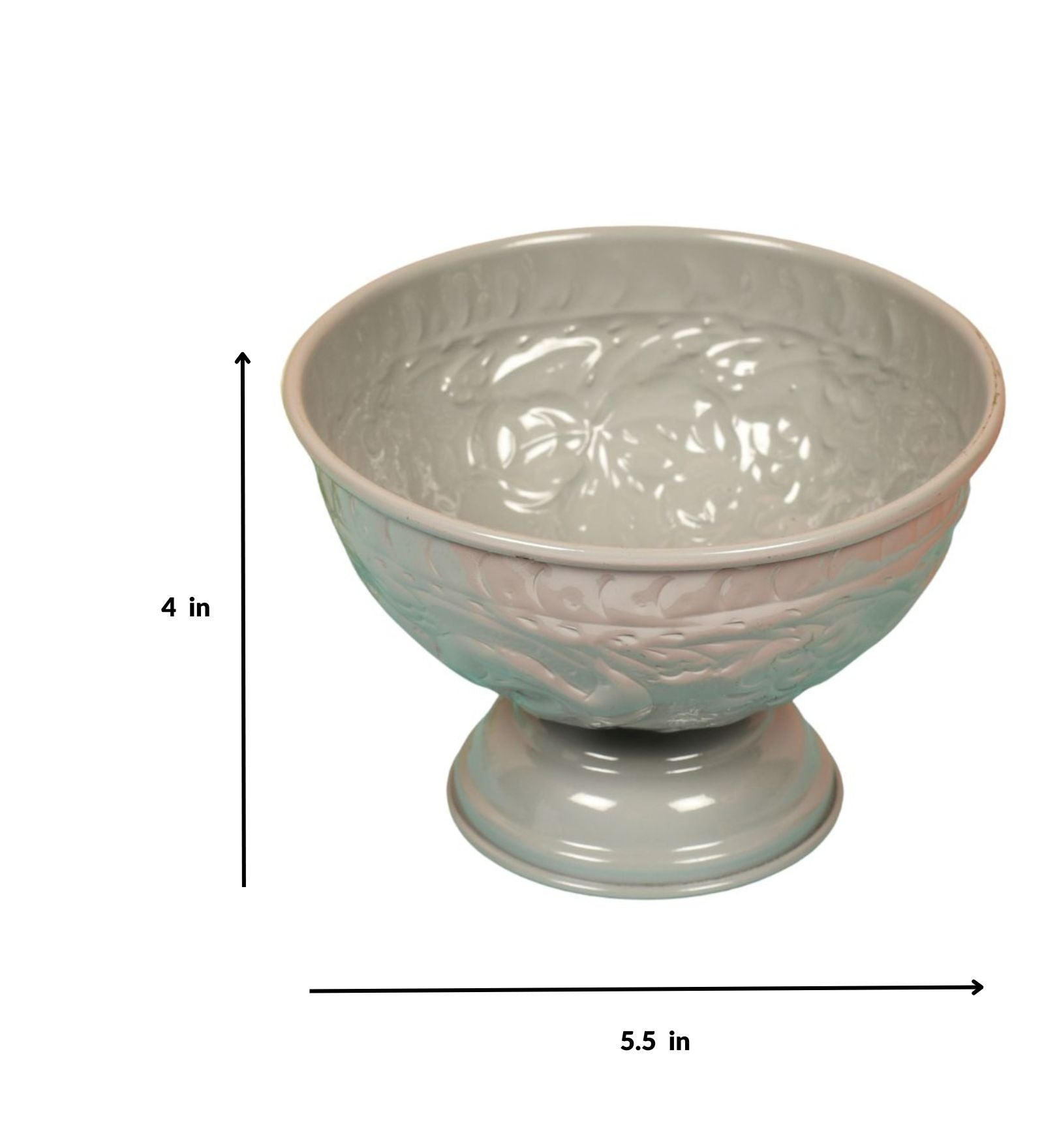 Elegant Embossed Decorative Bowl – Grey Finish