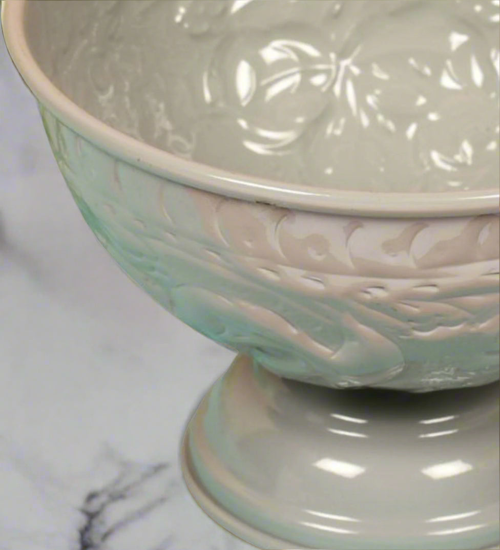 Elegant Embossed Decorative Bowl – Grey Finish