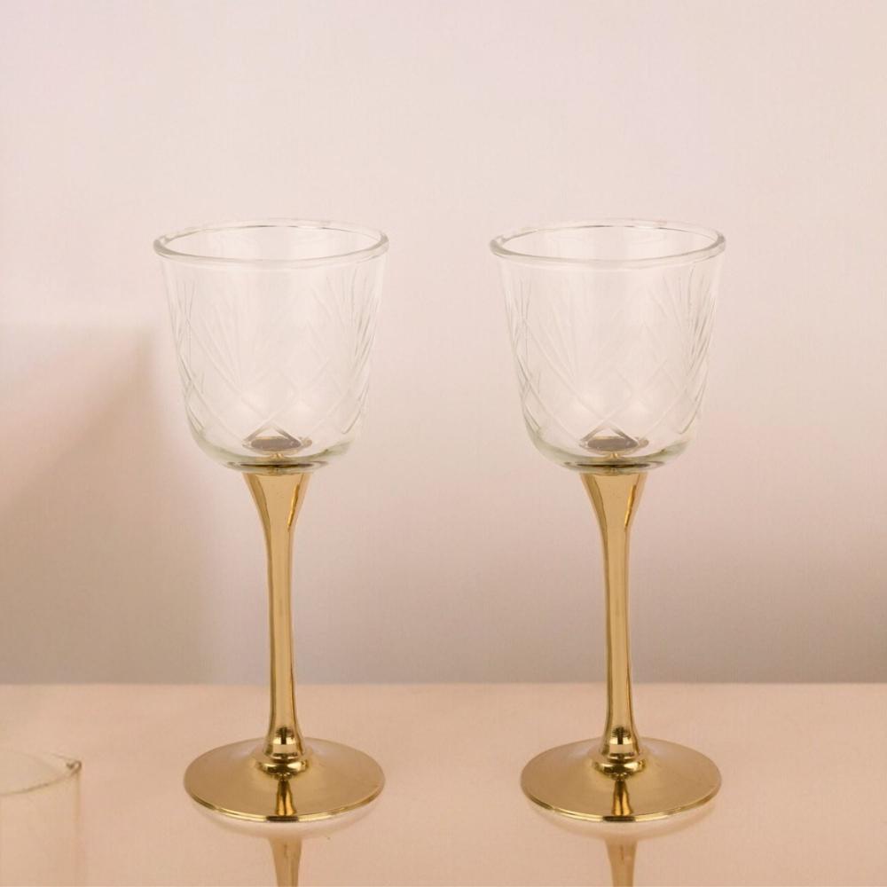 Manor House Neer Jug with 2 Sitar Goblets (Gold Finish)