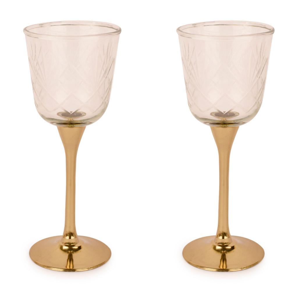 Manor House Sitar Brass Goblet Set of 2 (Gold Finish)