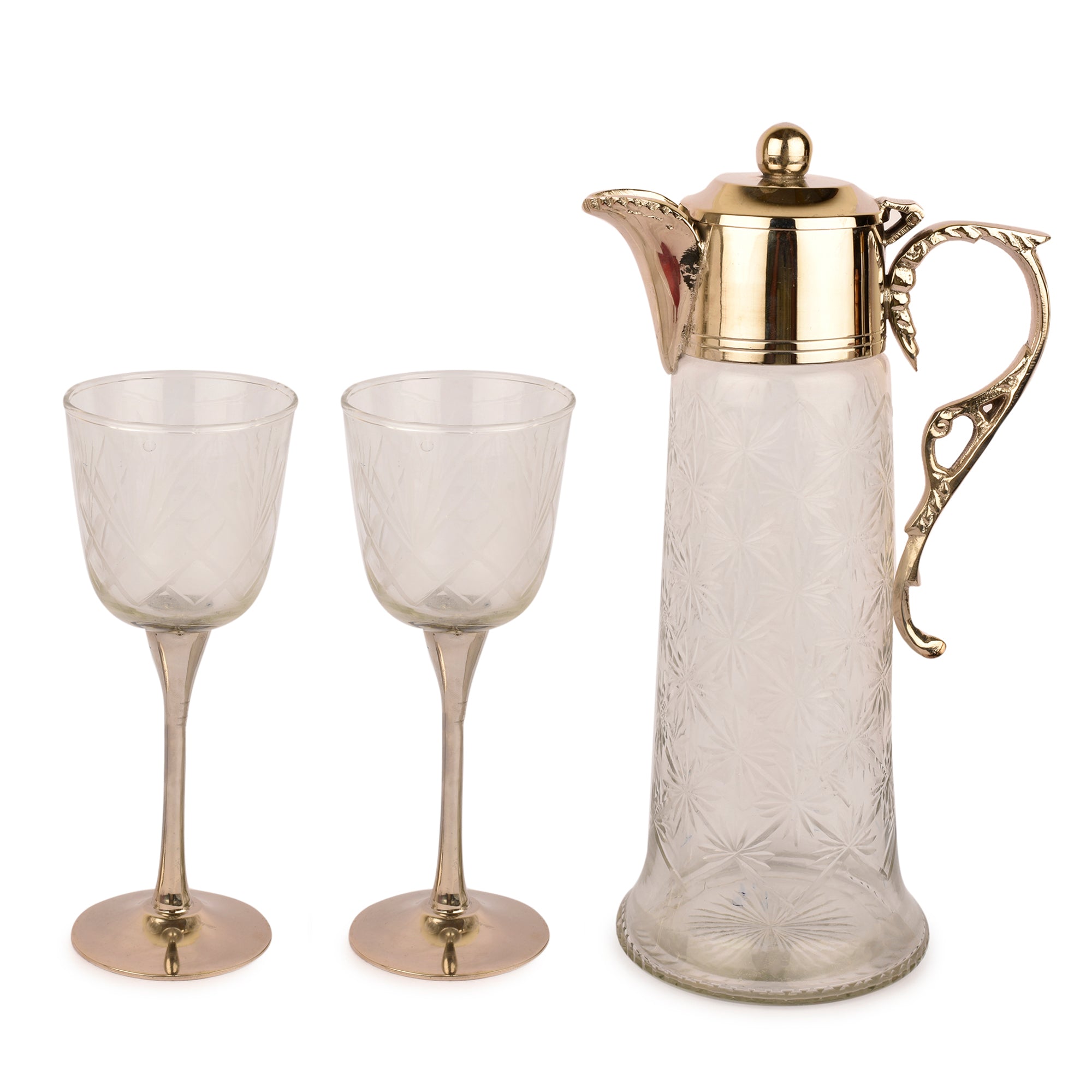 2 Sitar Goblets with Neer Jug (Nickel)