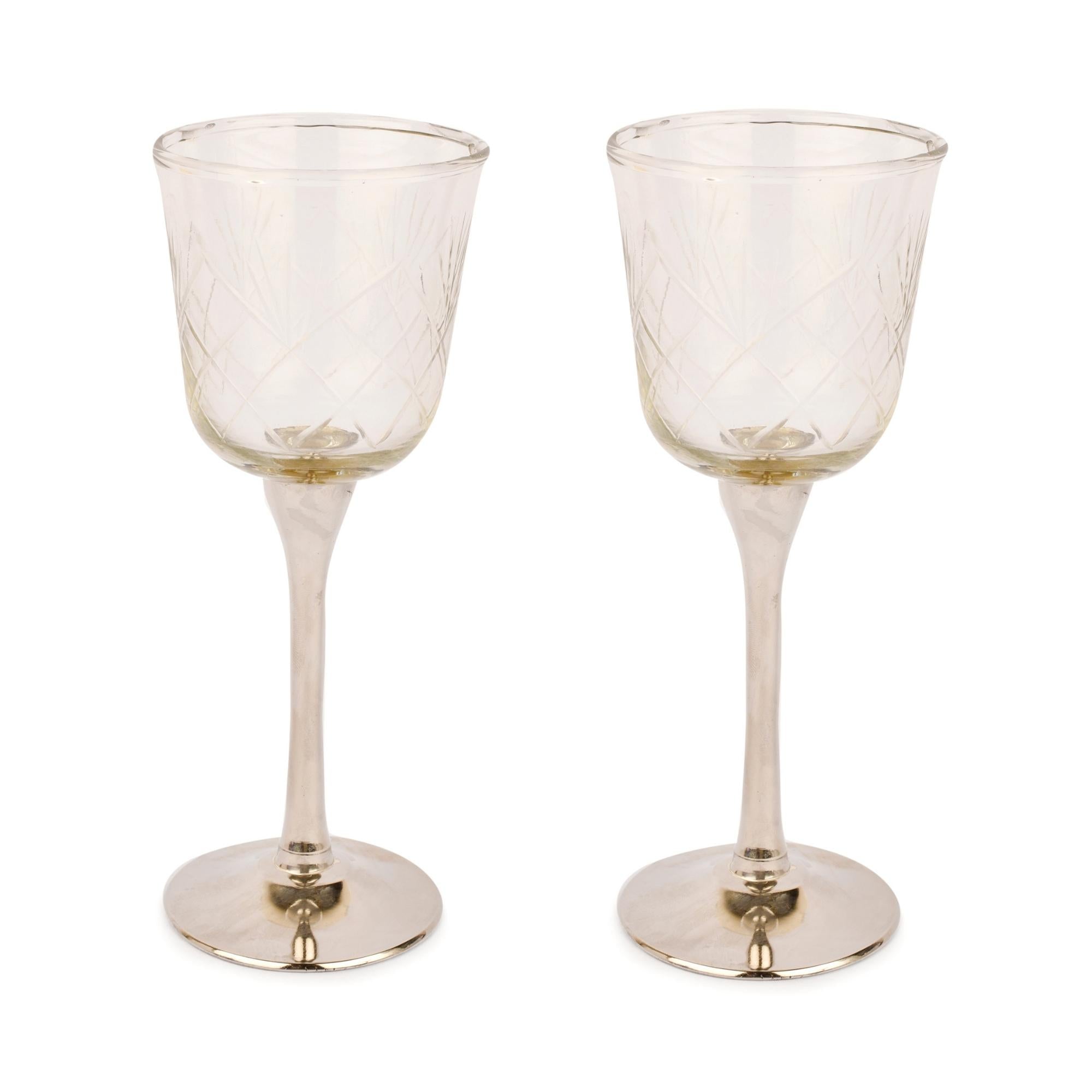 Sarod Goblet Set of 2 (Nickel Finish) Large