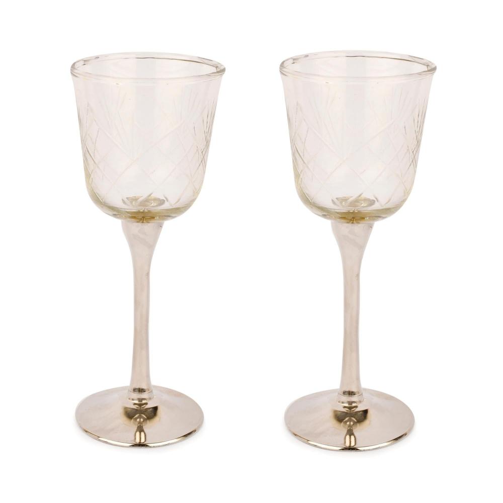 Manor House Sitar Brass Goblet Set of 2 (Nickel Finish)