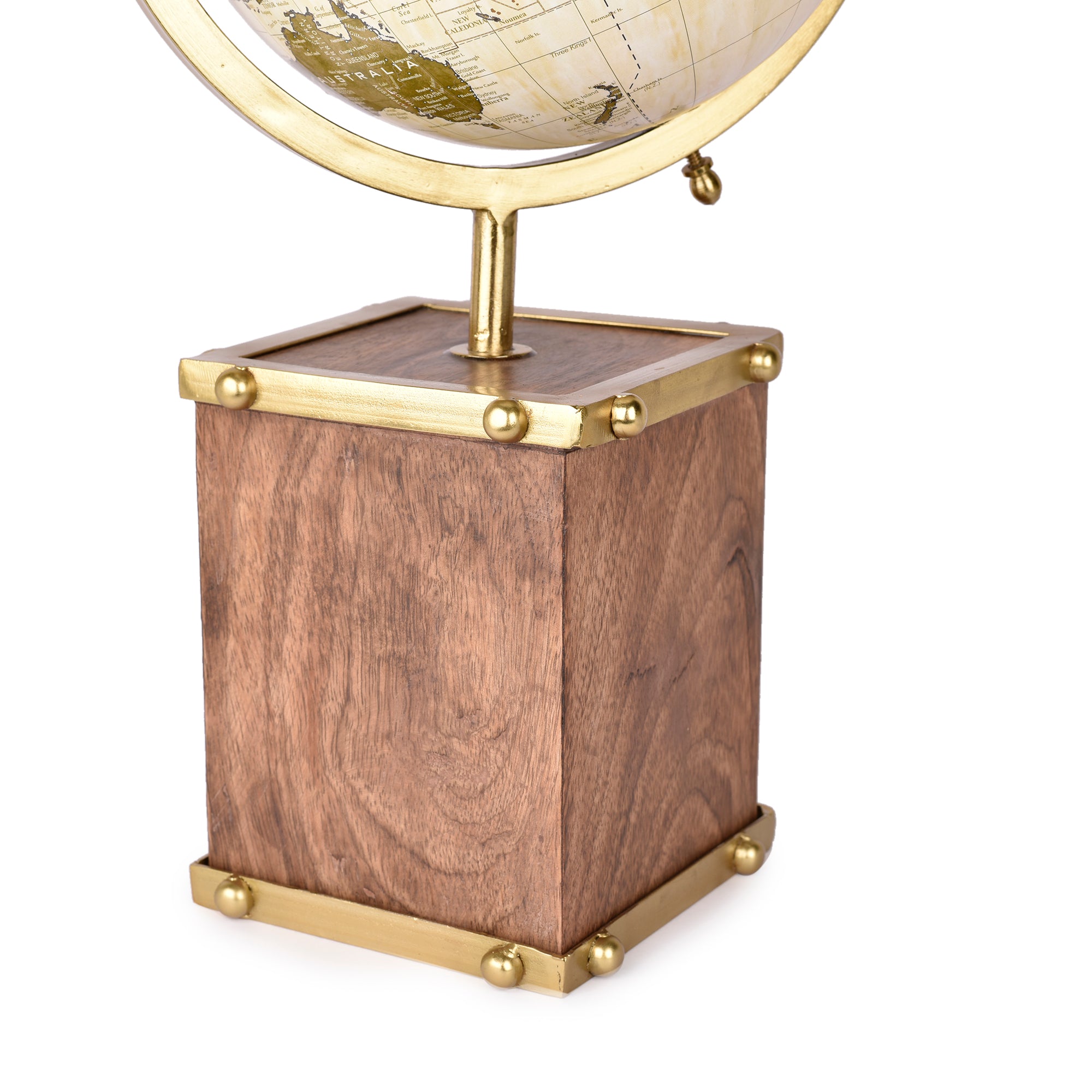 Globe with Wooden Base and Metal Ring 17 inches Tall