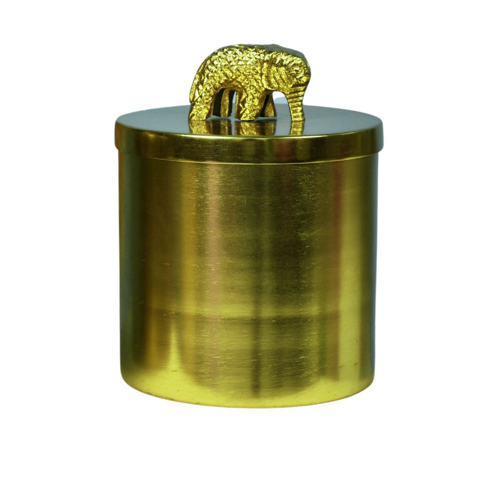 Elephant Knob Lid Gold Finish Jars Set of 2
