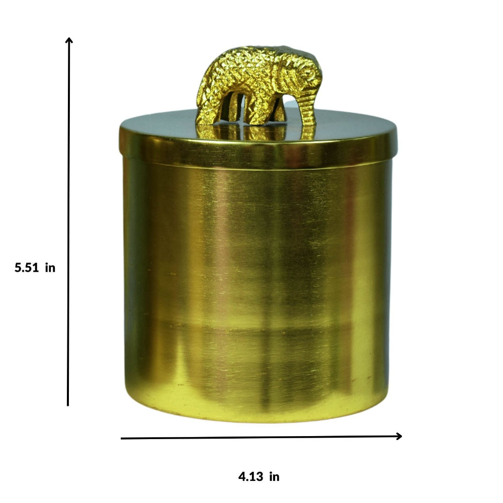 Elephant Knob Lid Gold Finish Jars Set of 2