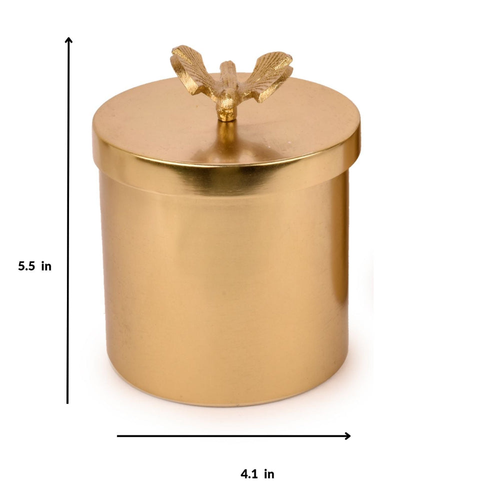 Waterfly Jars Gold Finish Set of 2 with Shakh Tray