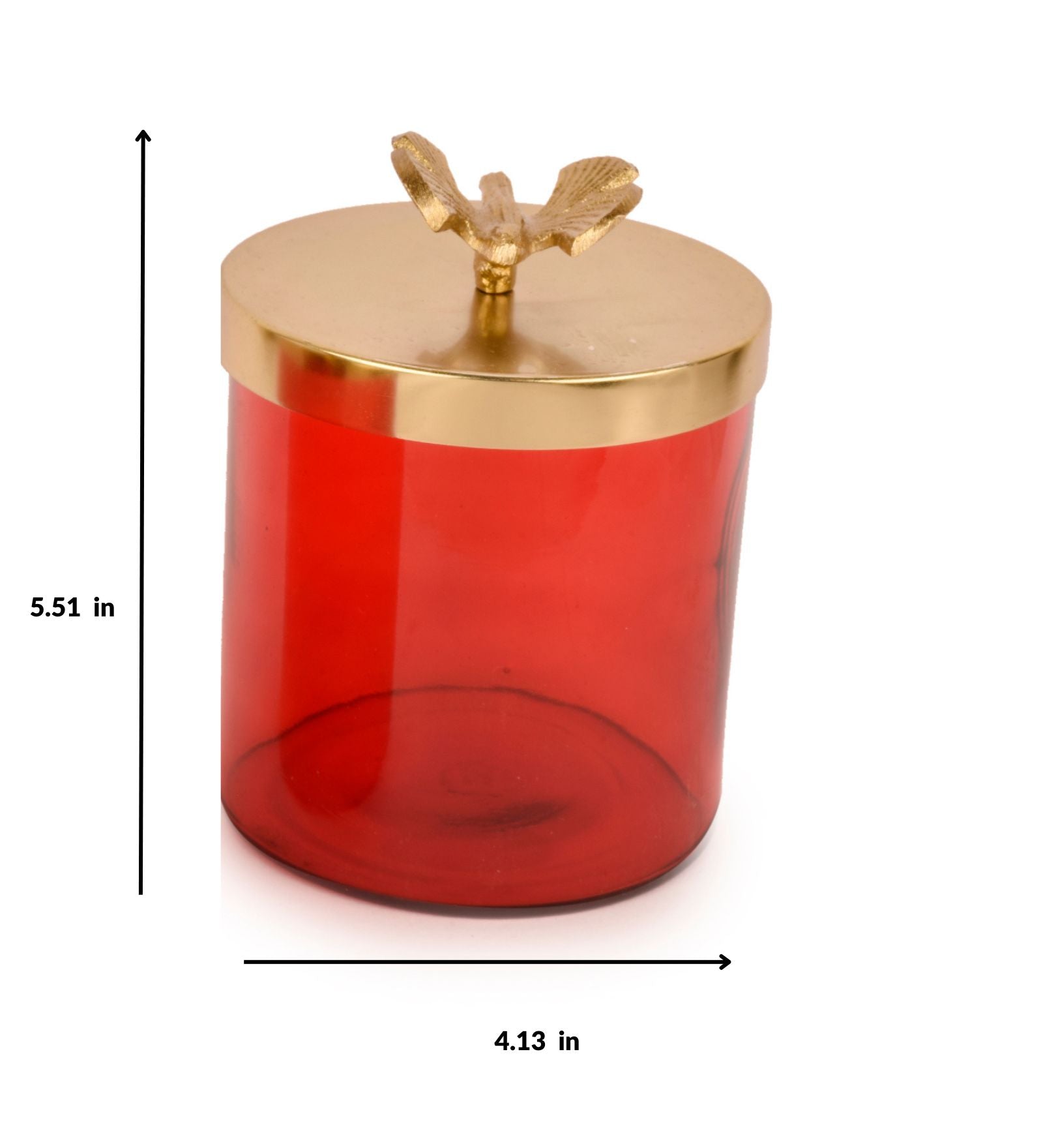 Waterfly Red Glass and Gold Jars Set of 2