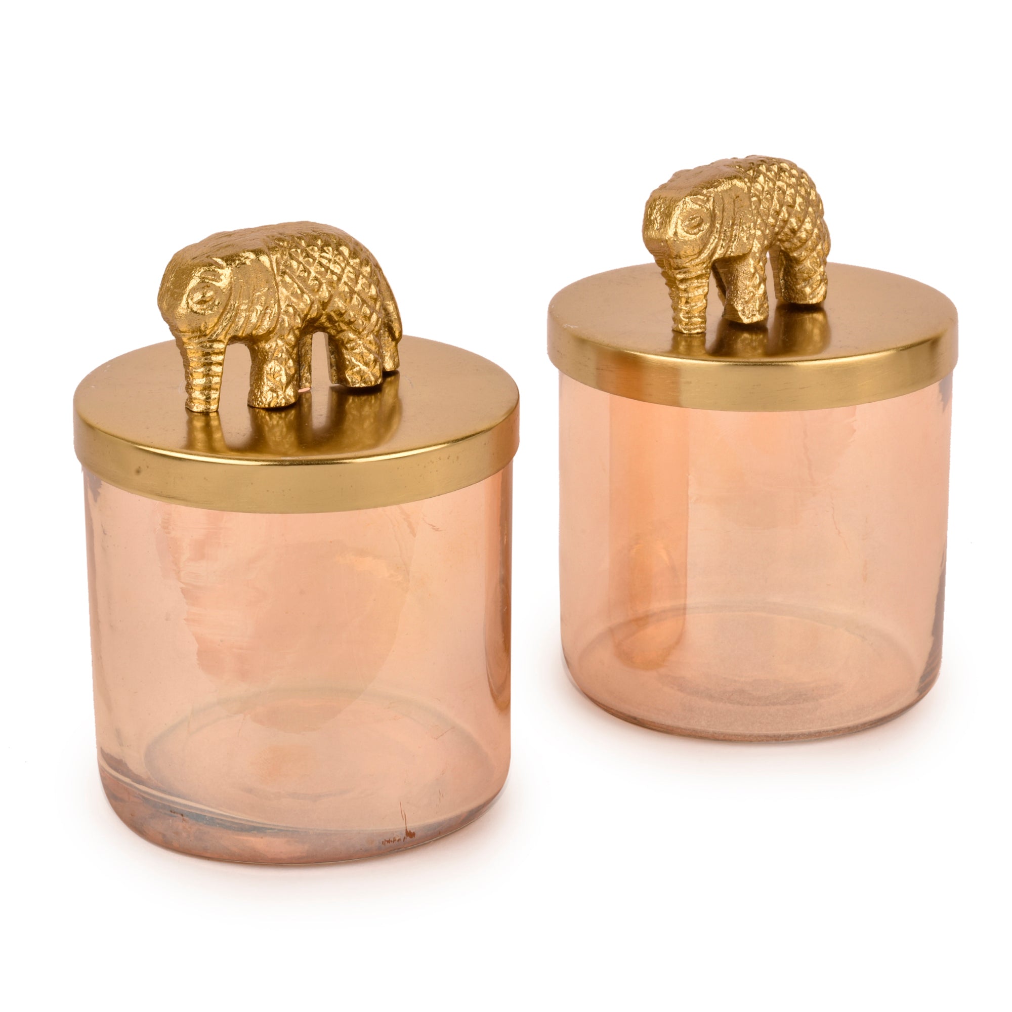 Elephant Lustre Glass Jars with Seenk Tray
